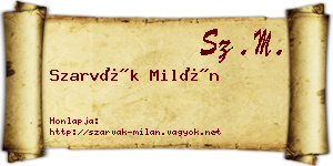 Szarvák Milán névjegykártya