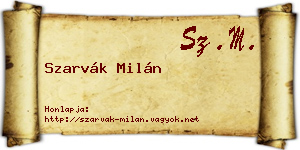 Szarvák Milán névjegykártya