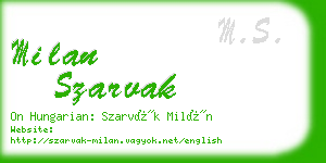 milan szarvak business card